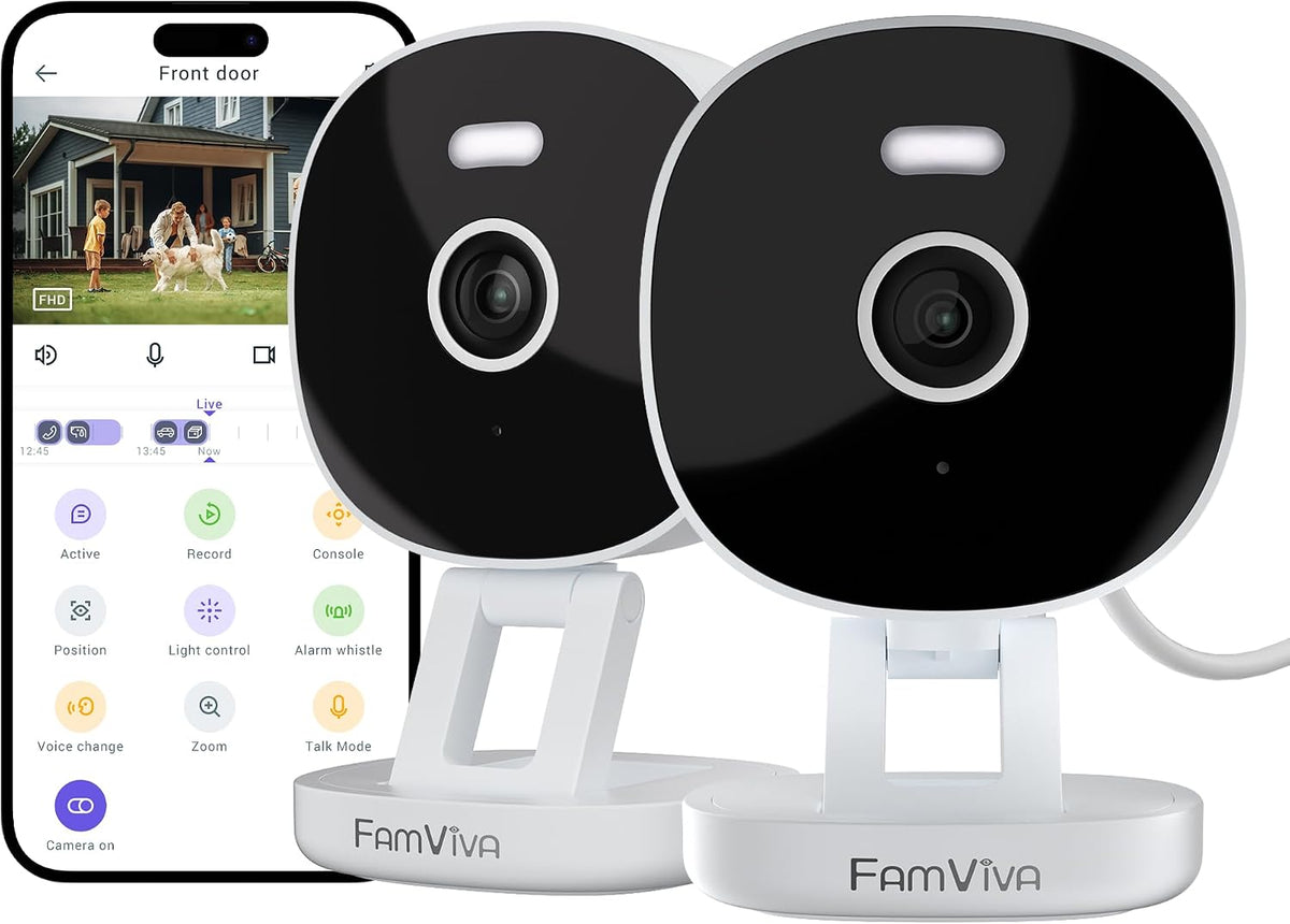 FAMVIVA Cámara de seguridad con cable 2K, interior\/exterior para e...