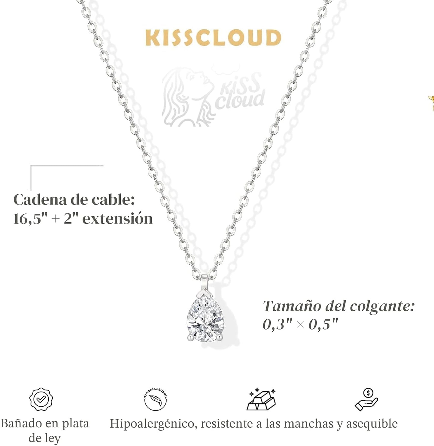 KISSCLOUD - Collar de oro para mujer, chapado en oro de 14 quilates...