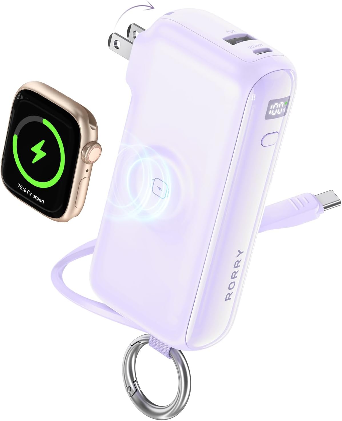RORRY Cargador portátil de flujo 10000mAh 40W enchufe de pared Banc...