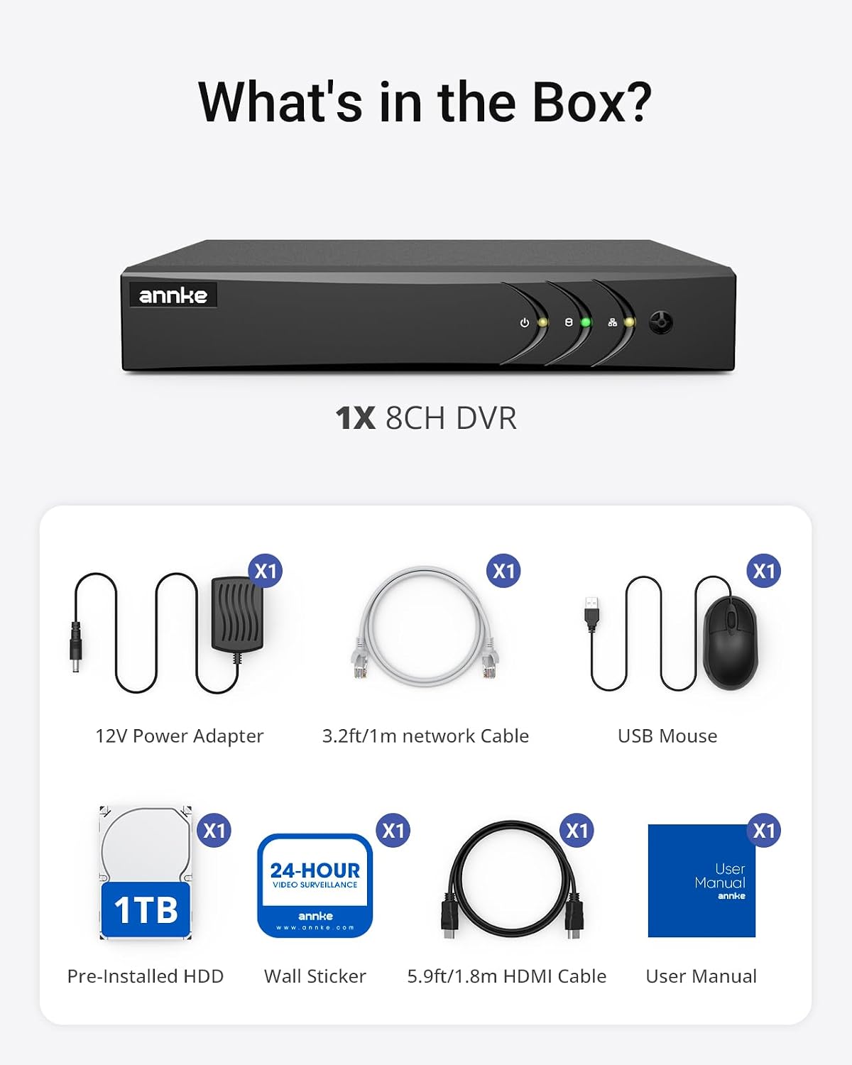ANNKE Grabador de vídeo digital de seguridad H.265+ de 8CH 3K Lite,...