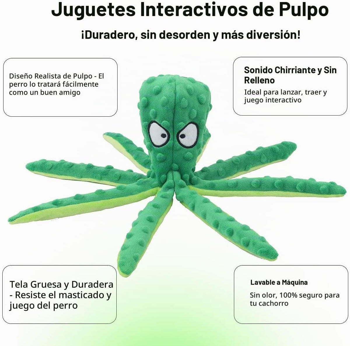 CPYOSN Paquete de 2 juguetes para perros de pulpo, sin relleno, chi...
