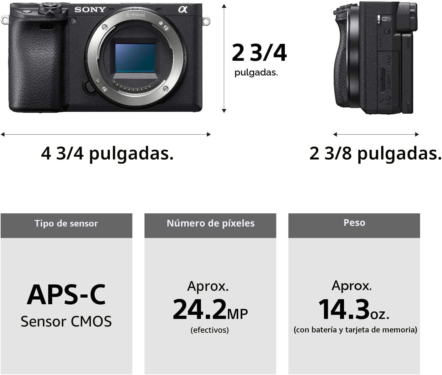 Sony Alpha a6400 - Cámara sin espejo con lente de 0.709-5.315 in, c...