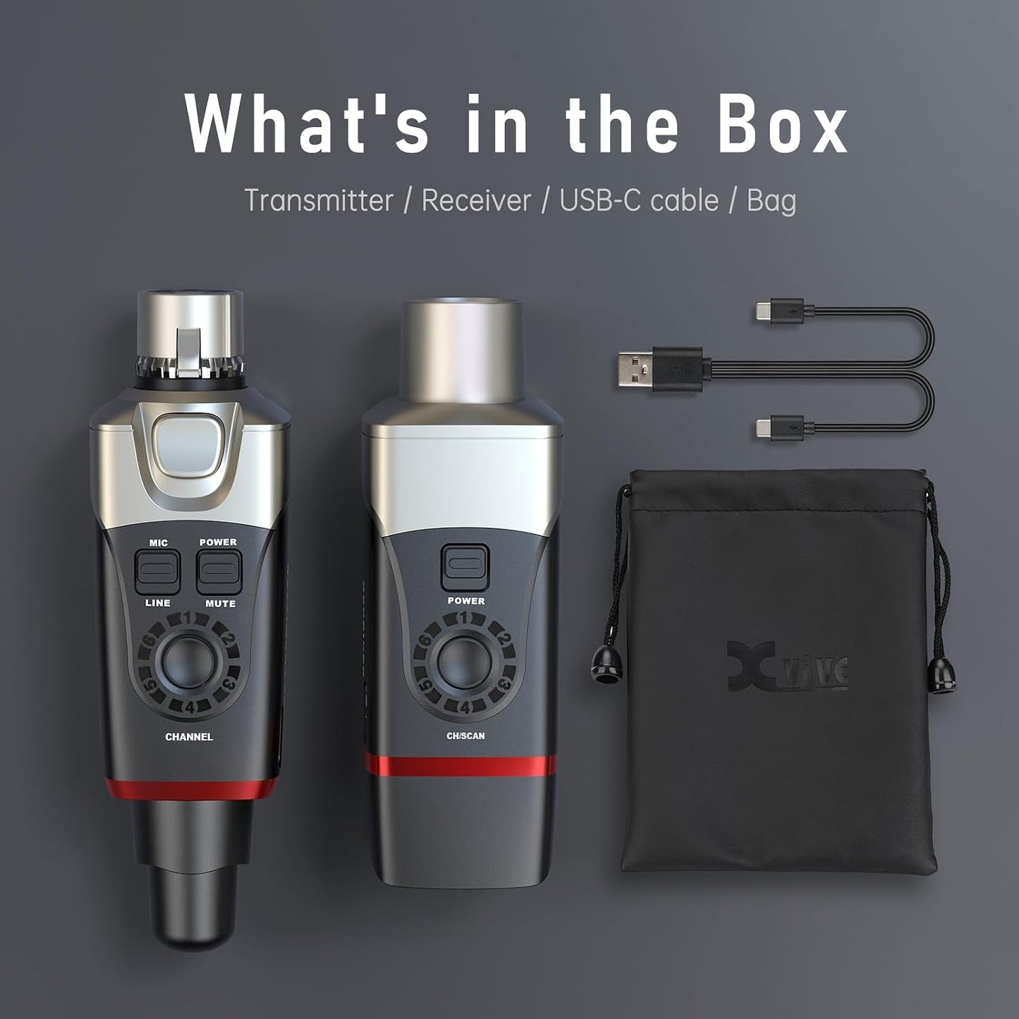 Xvive U35 Sistema de Micrófono Inalámbrico 5.8GHz Transmisor XLR In...