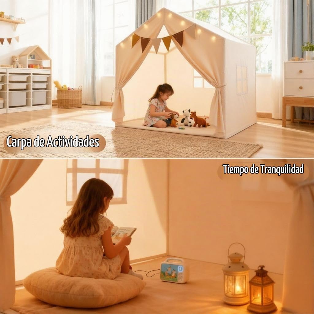Tienda de campaña para niños, casa de juegos interior con tapete\/l...