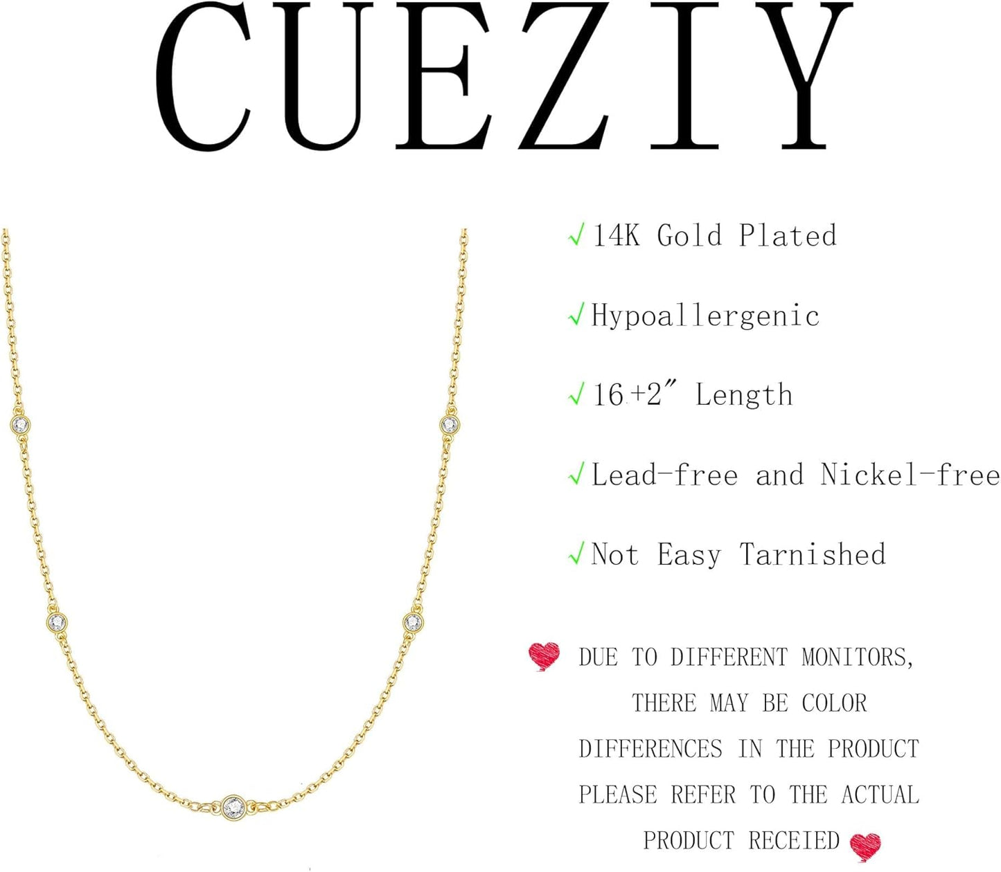 CUEZIY Delicados collares de plata y oro para mujer, lindo collar d...