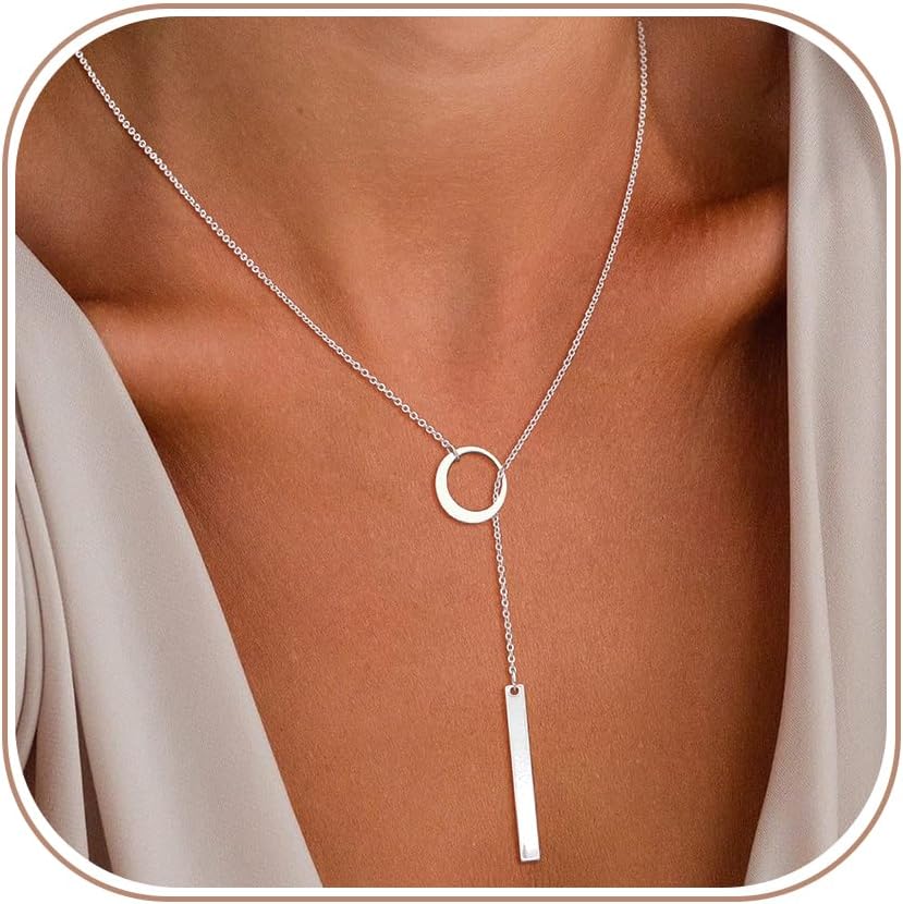JIKASI Collares de oro Lariat para mujer, collar largo y delicado d...