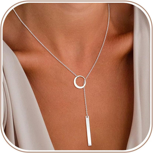 JIKASI Collares de oro Lariat para mujer, collar largo y delicado d...