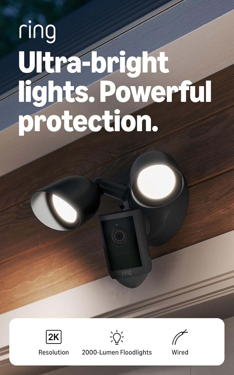 Cámara con reflector 2K Ring cableada (último modelo): seguridad pa...