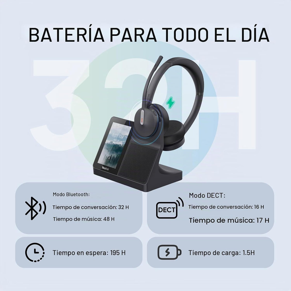 Yealink WH64 Workstation Sistema de auriculares inalámbricos dual c...