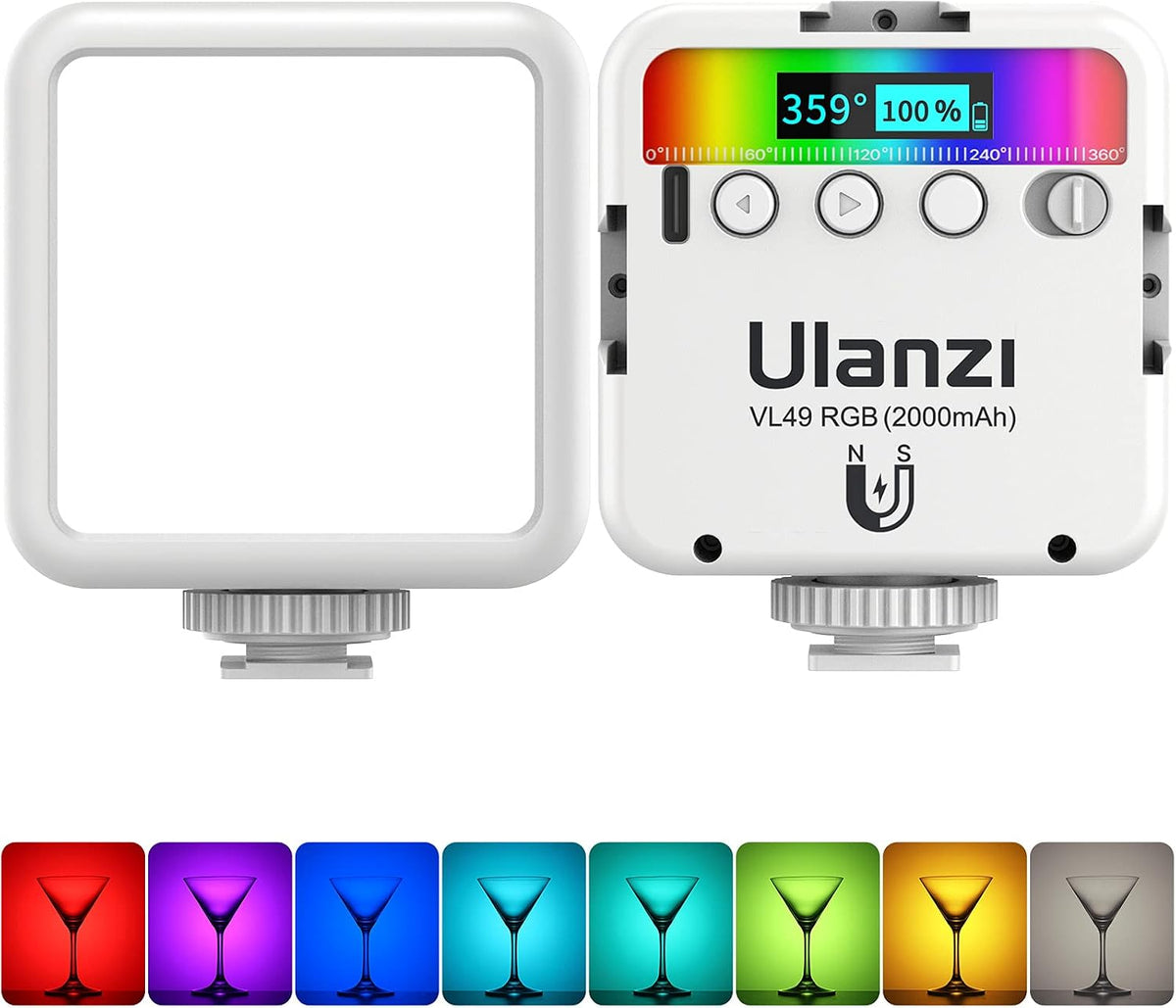 ULANZI VL49 luces de vídeo RGB blancas, luz de cámara LED 360° a to...