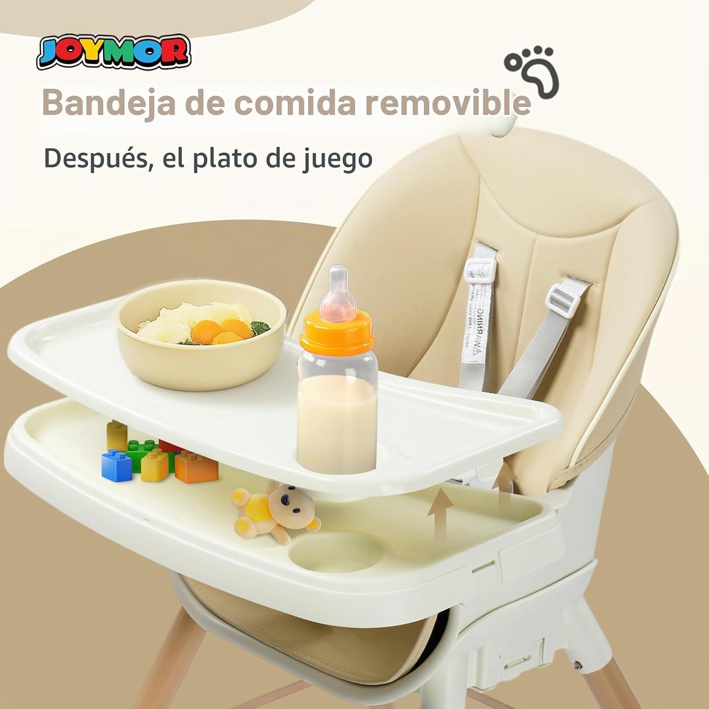 JOYMOR Silla alta convertible 5 en 1, silla alta para bebés y niños...