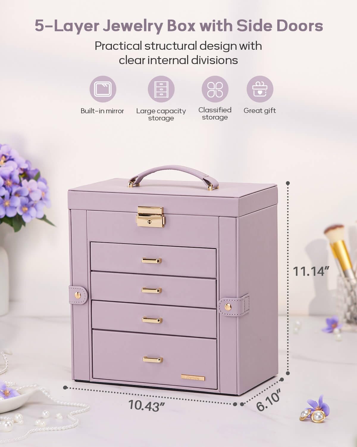 Homde Regalos de Navidad Caja de Joyas Enorme de Cuero Sintético Or...