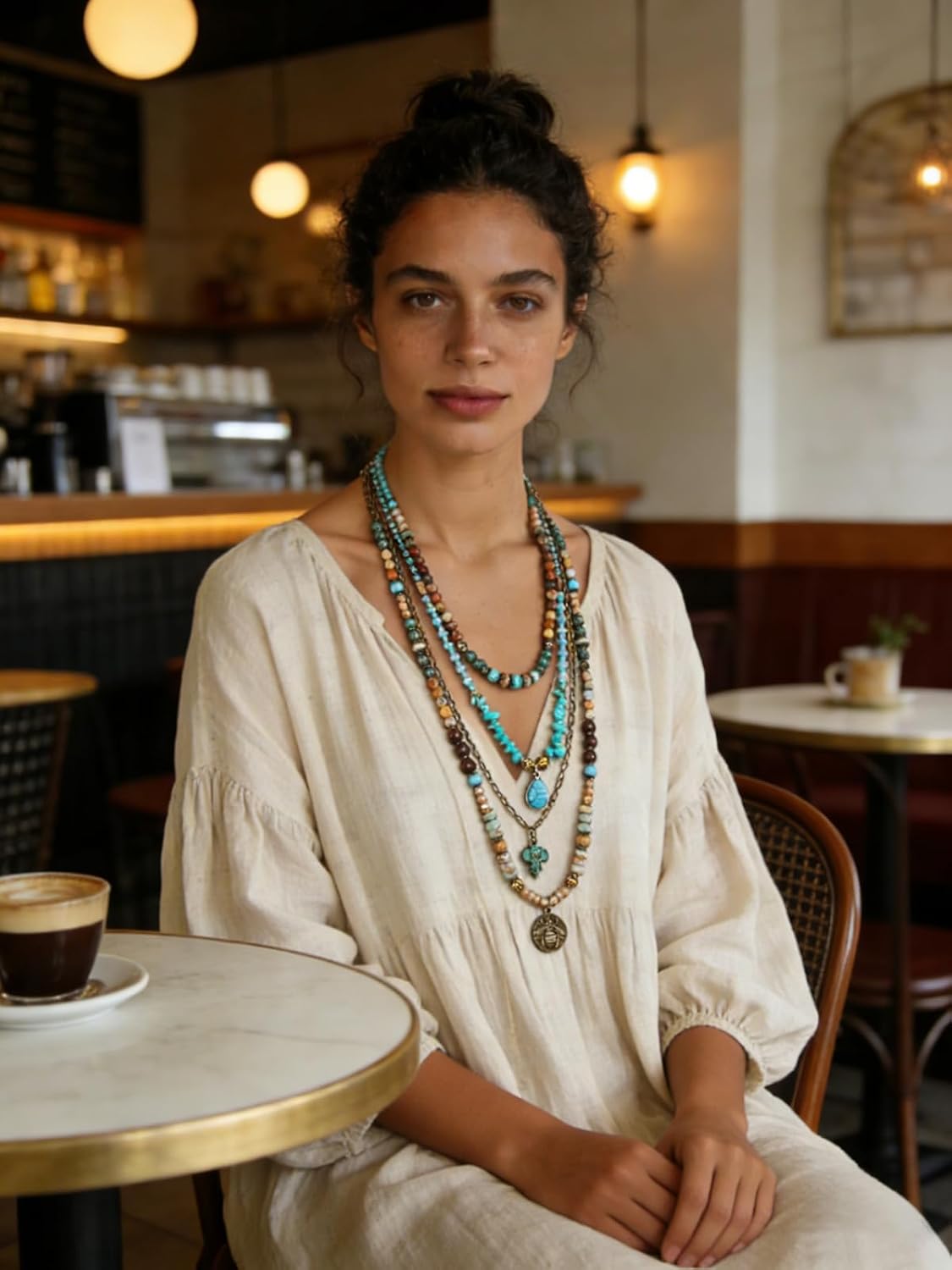 Yomisa Collares bohemios en capas para mujer, collar largo de cuent...