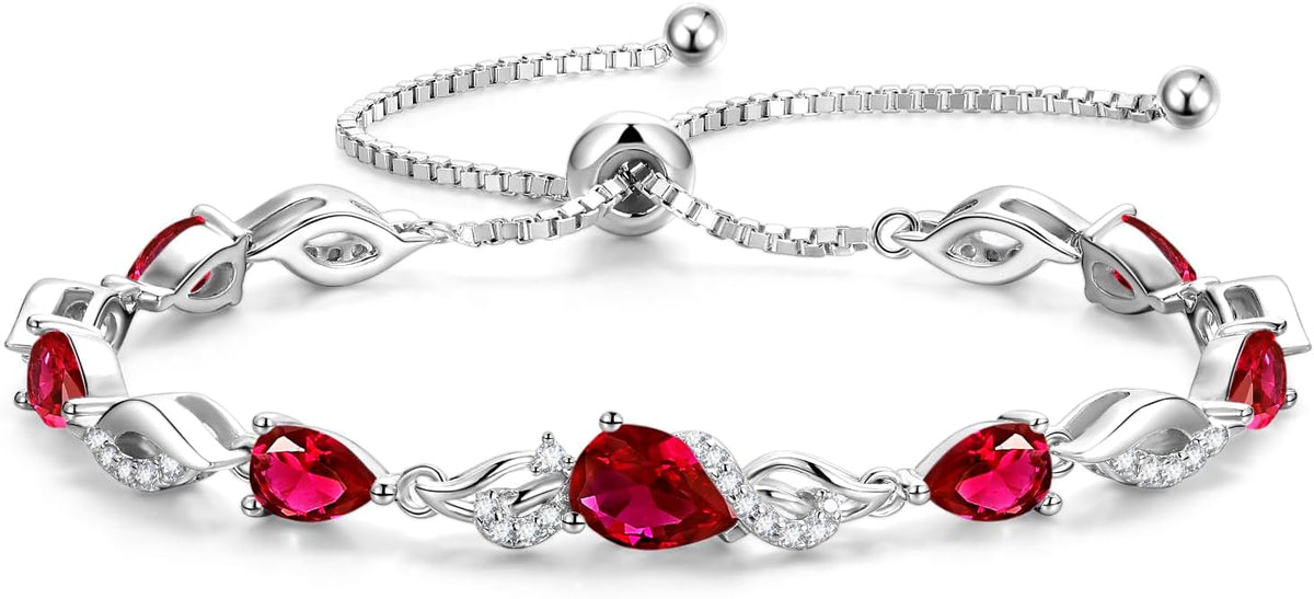 FANCIME Pulsera de piedra natal para mujer Pulsera de tenis ajustab...