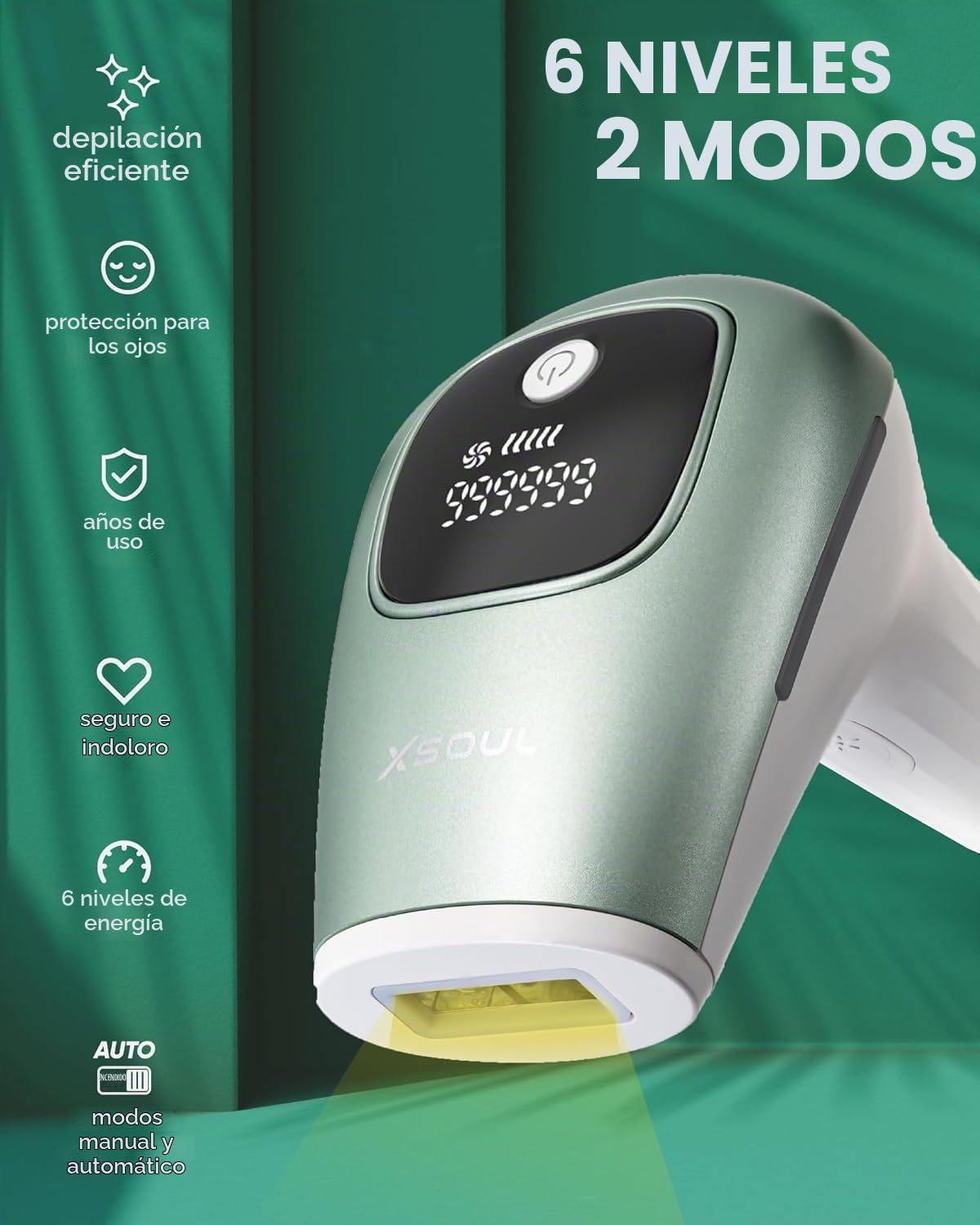 Xsoul Depilación láser IPL, removedor de vello sin dolor para mujer...
