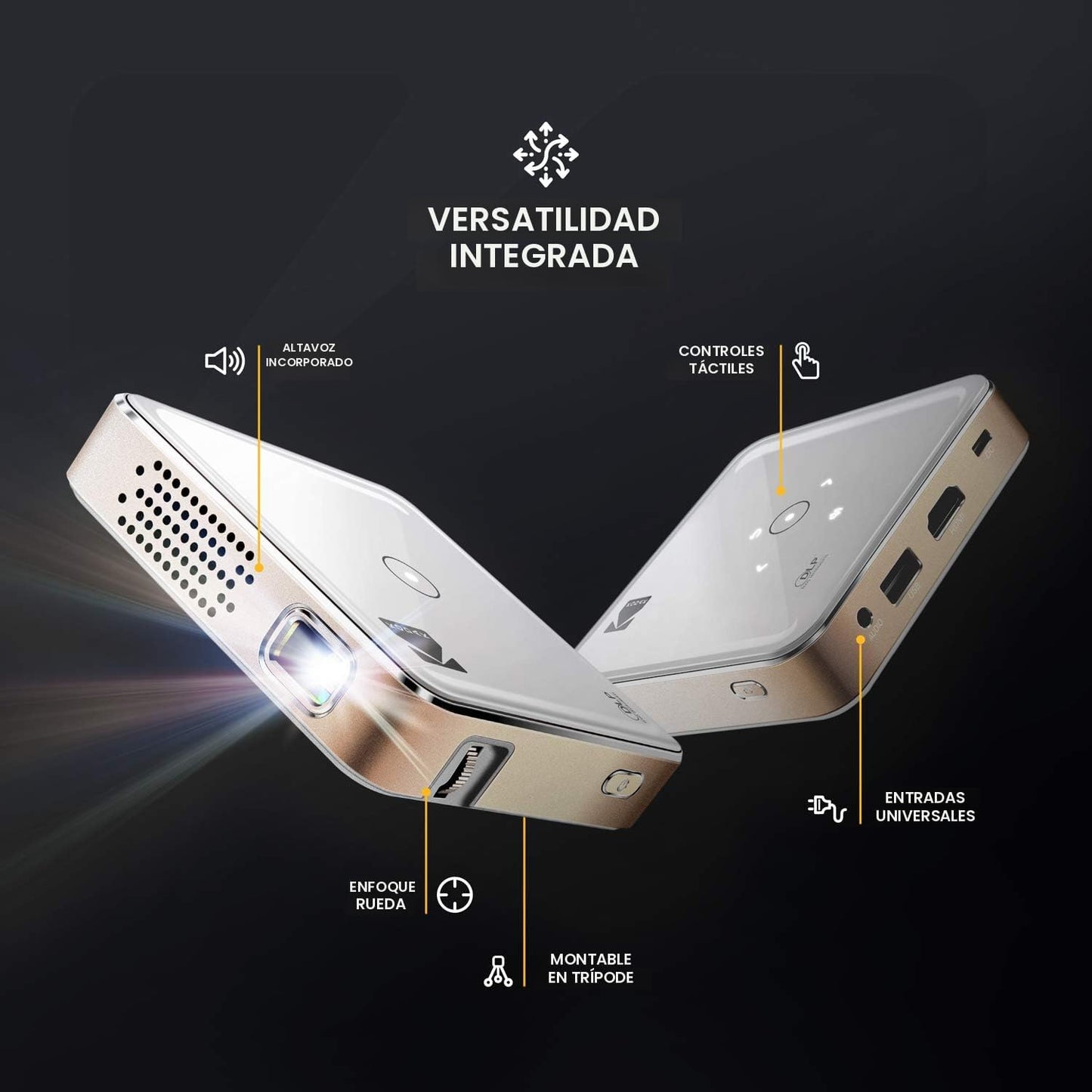 KODAK Ultra Mini Proyector Portátil - Soporte HD 1080p LED DLP Proy...