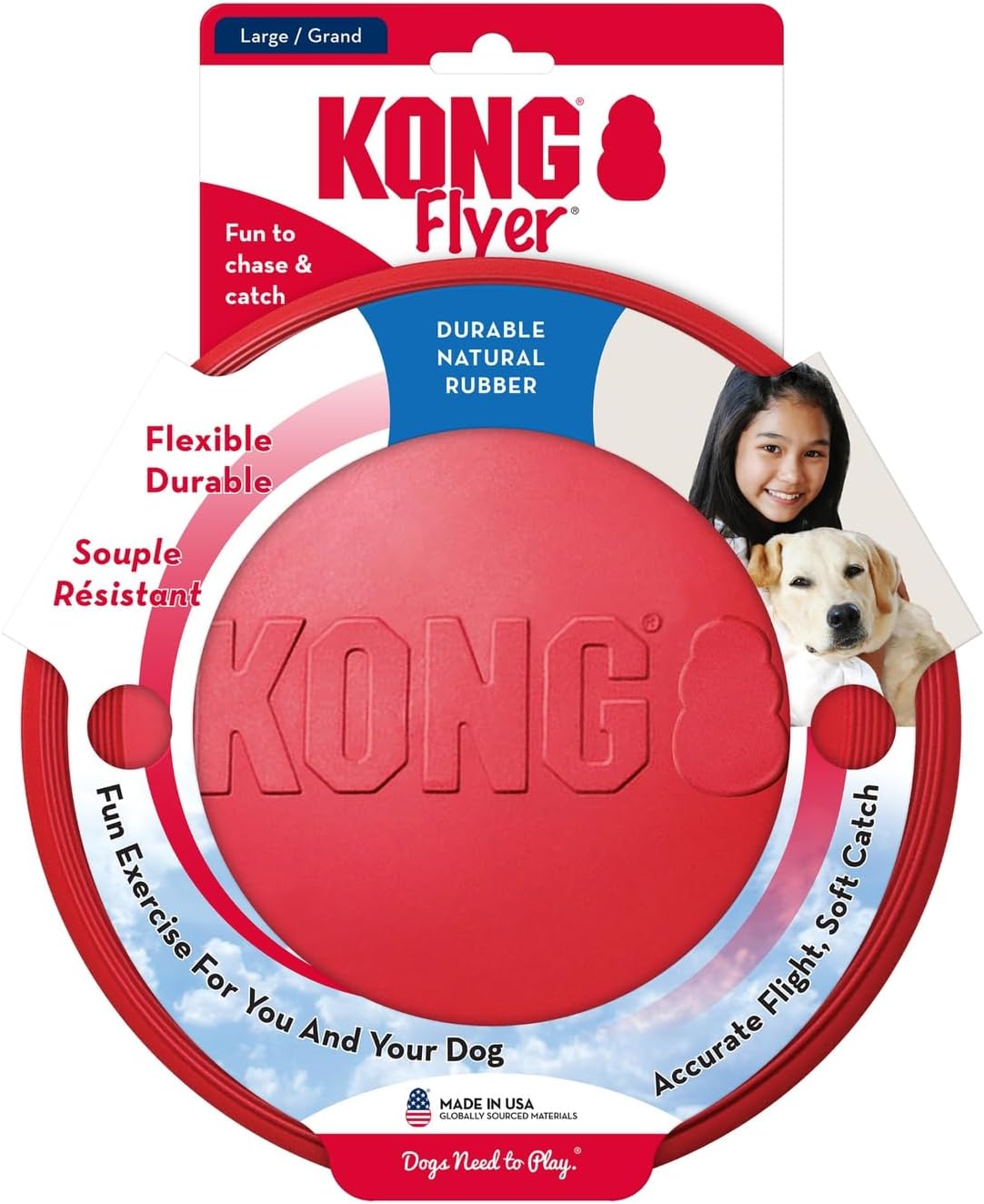 KONG Flyer, disco volador de goma natural, juguete para perros medi...
