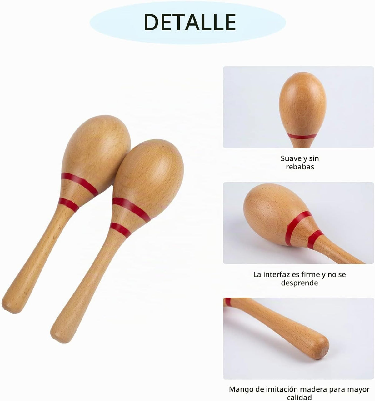 Maracas para adultos, sonajeros de percusión manual de madera relle...