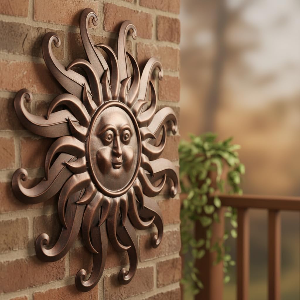 Comfy Hour - Arte de pared grande de metal con cara de sol de 25 pu...