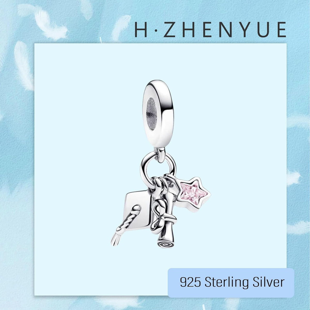 H.ZHENYUE Dijes de plata esterlina 925 con diseño de personaje de p...