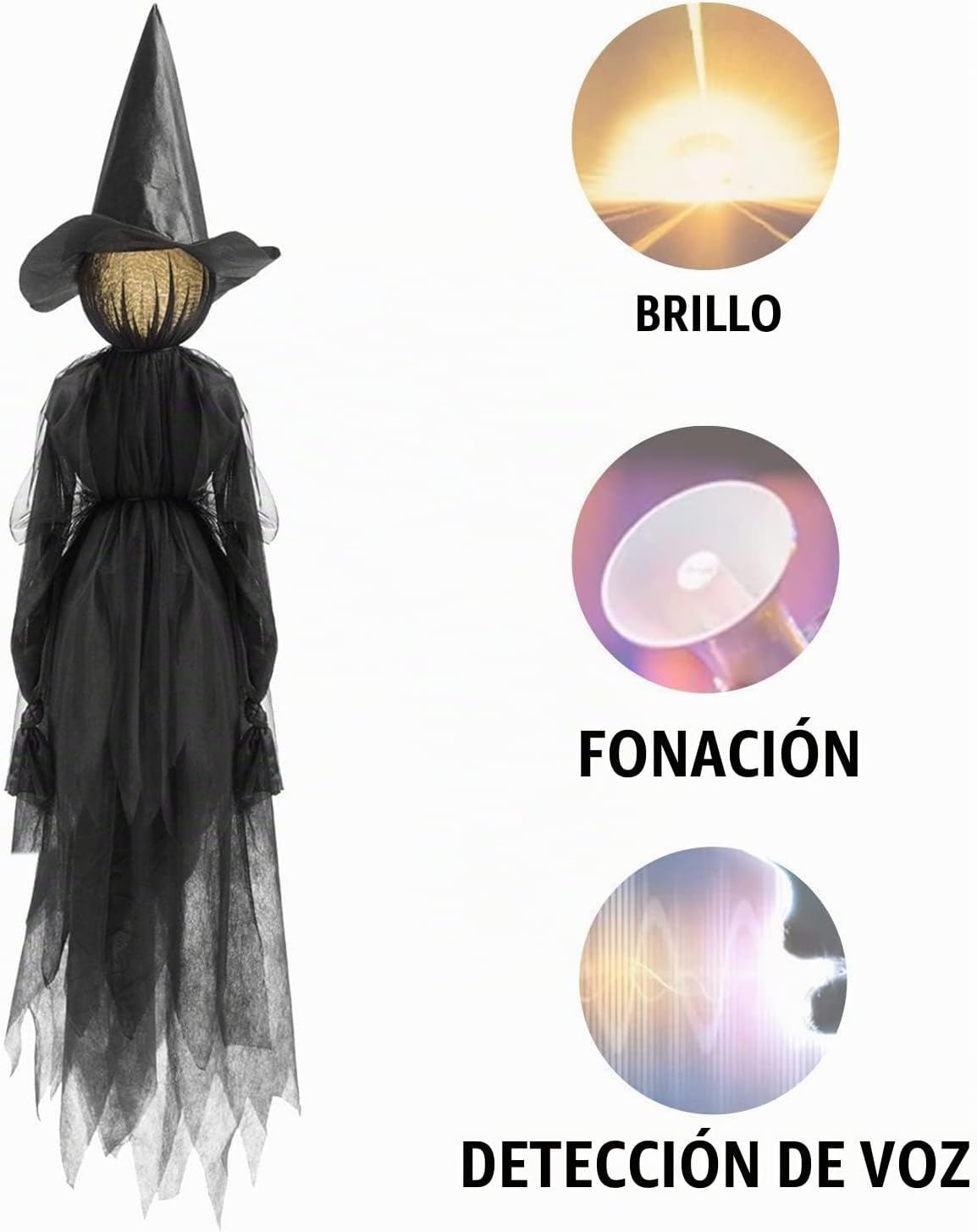 Decoraciones de bruja de Halloween para exteriores, gran luz tomada...
