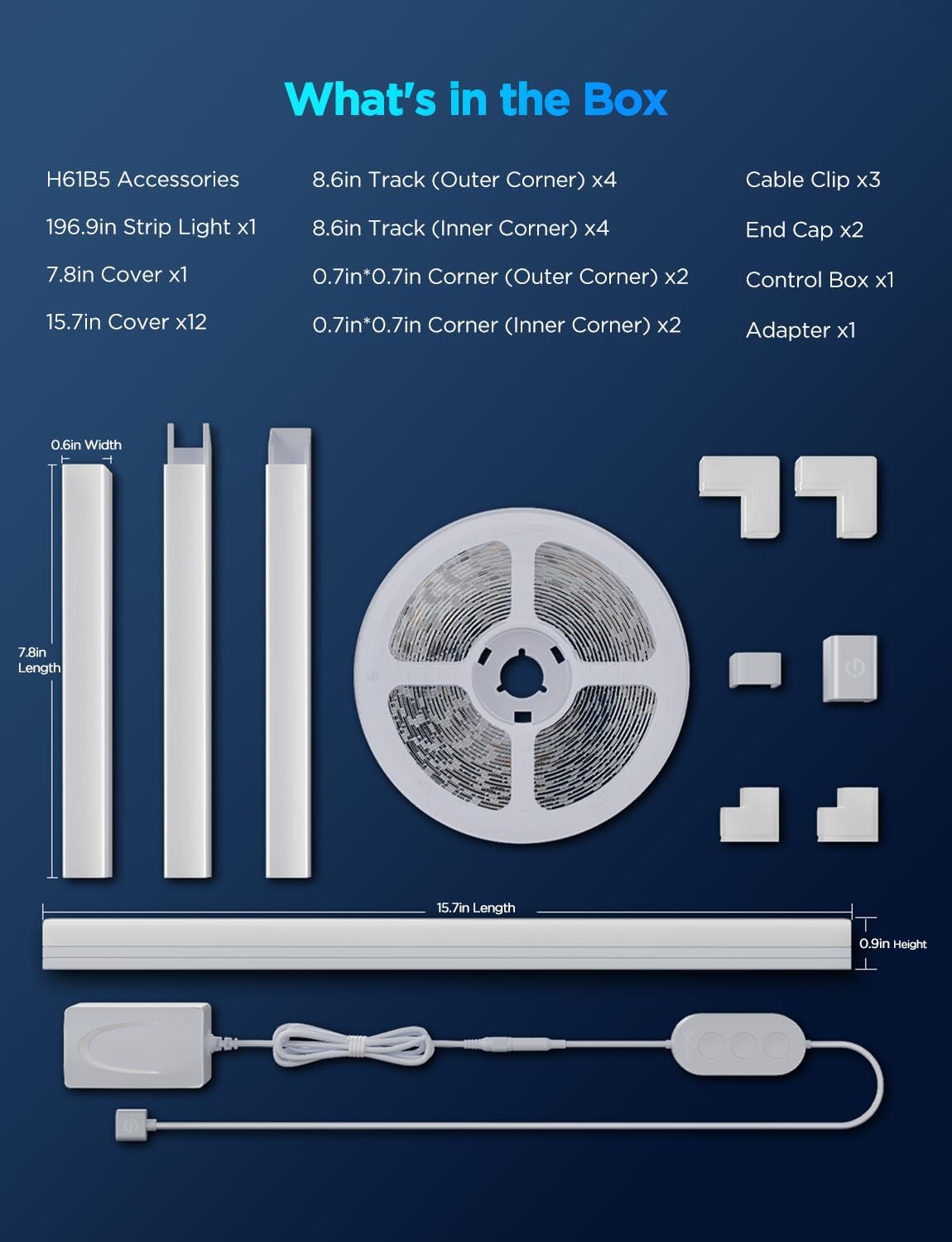 Govee RGBIC - Tira de luces LED de 16.4 pies con cubiertas, luces L...