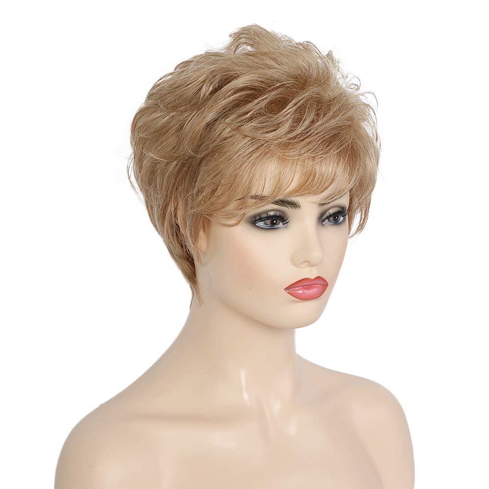 EMMOR Pelucas de Cabello Humano Rubio Corto para Mujeres Mezcladas...