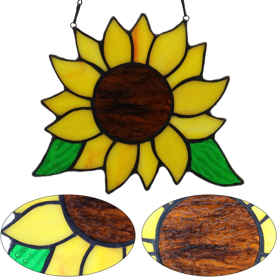 HAOSUM Regalos de Girasoles de Vidrio Emplomado para Colgar en Vent...