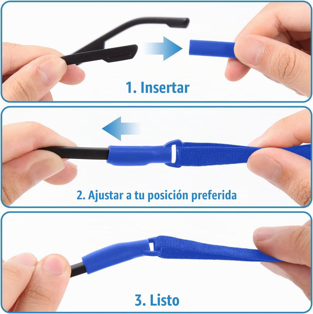Enenfly Correas ajustables para gafas, paquete de 3 retenedores de...