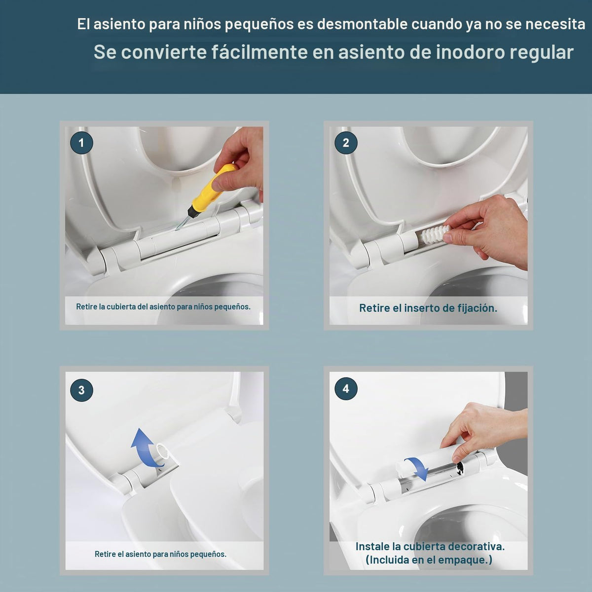 Asiento de inodoro redondo de cierre lento con asiento para niños p...