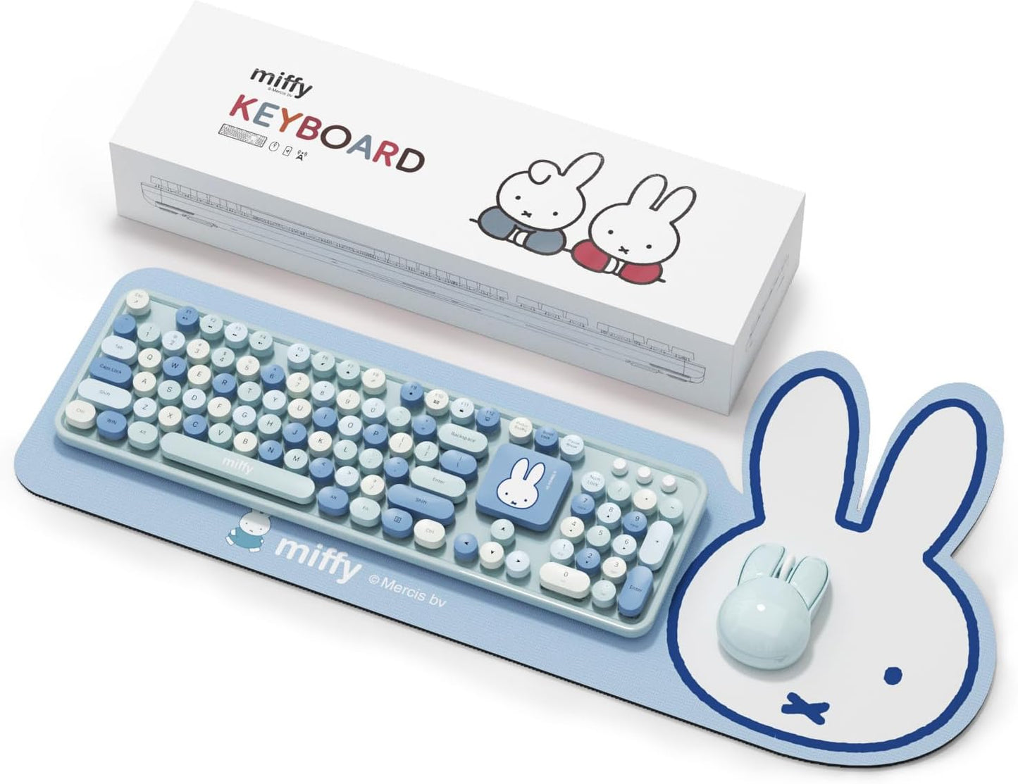 Miffy - Combo de teclado y mouse inalámbricos de 104 teclas con alm...
