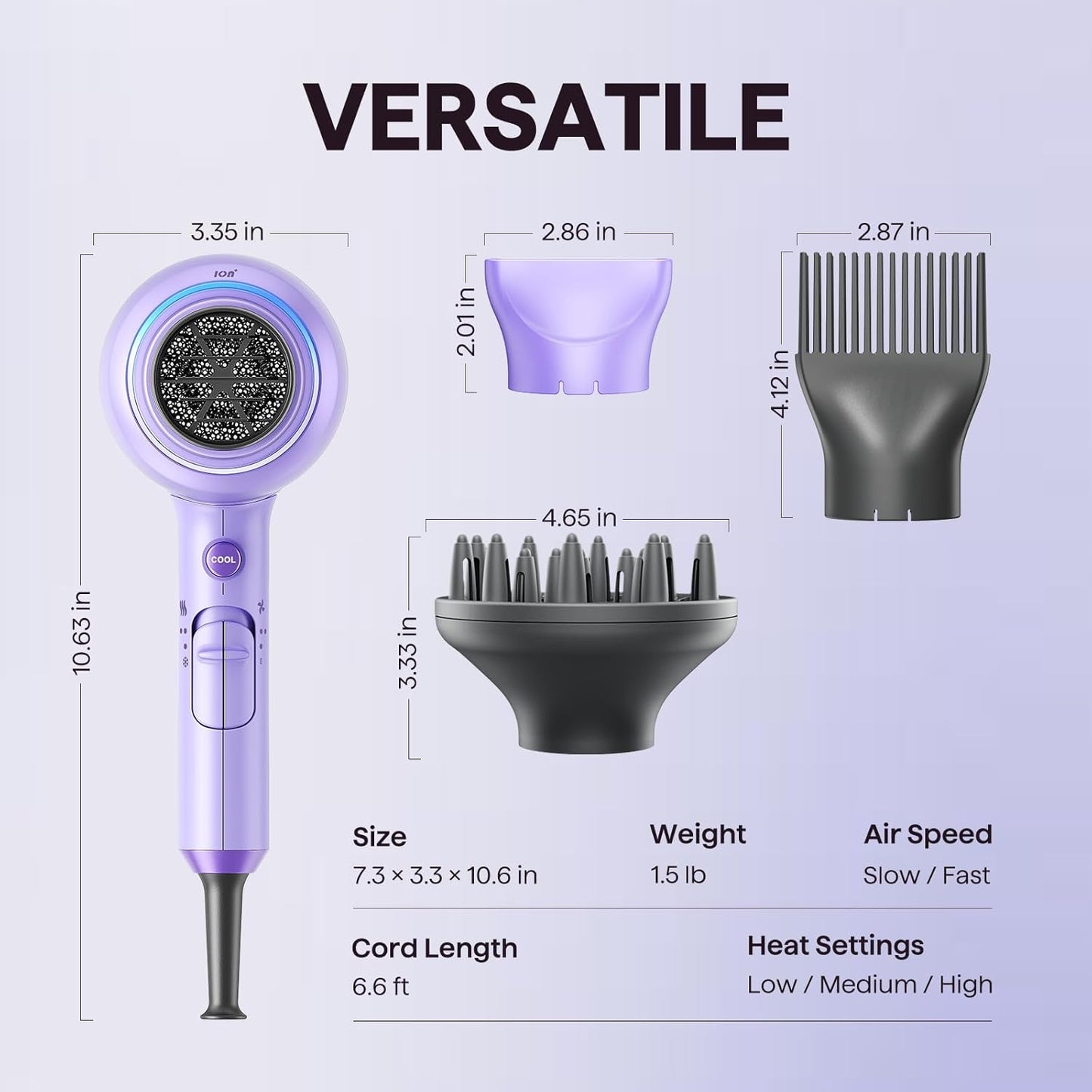 Wavytalk - Secador de pelo iónico soplado con difusor para cabello...