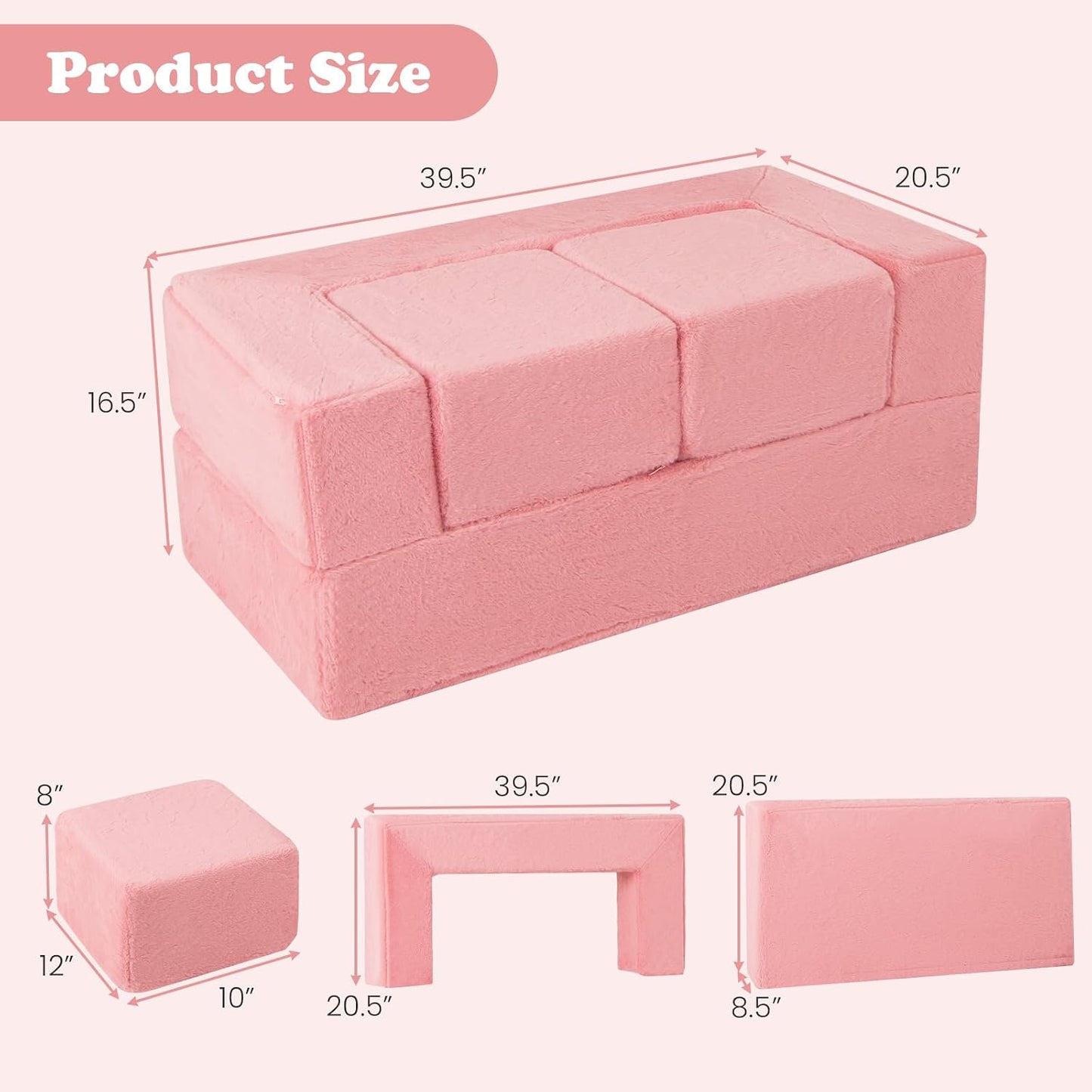 INFANS Sofá modular de juegos para niños, sofá seccional de constru...