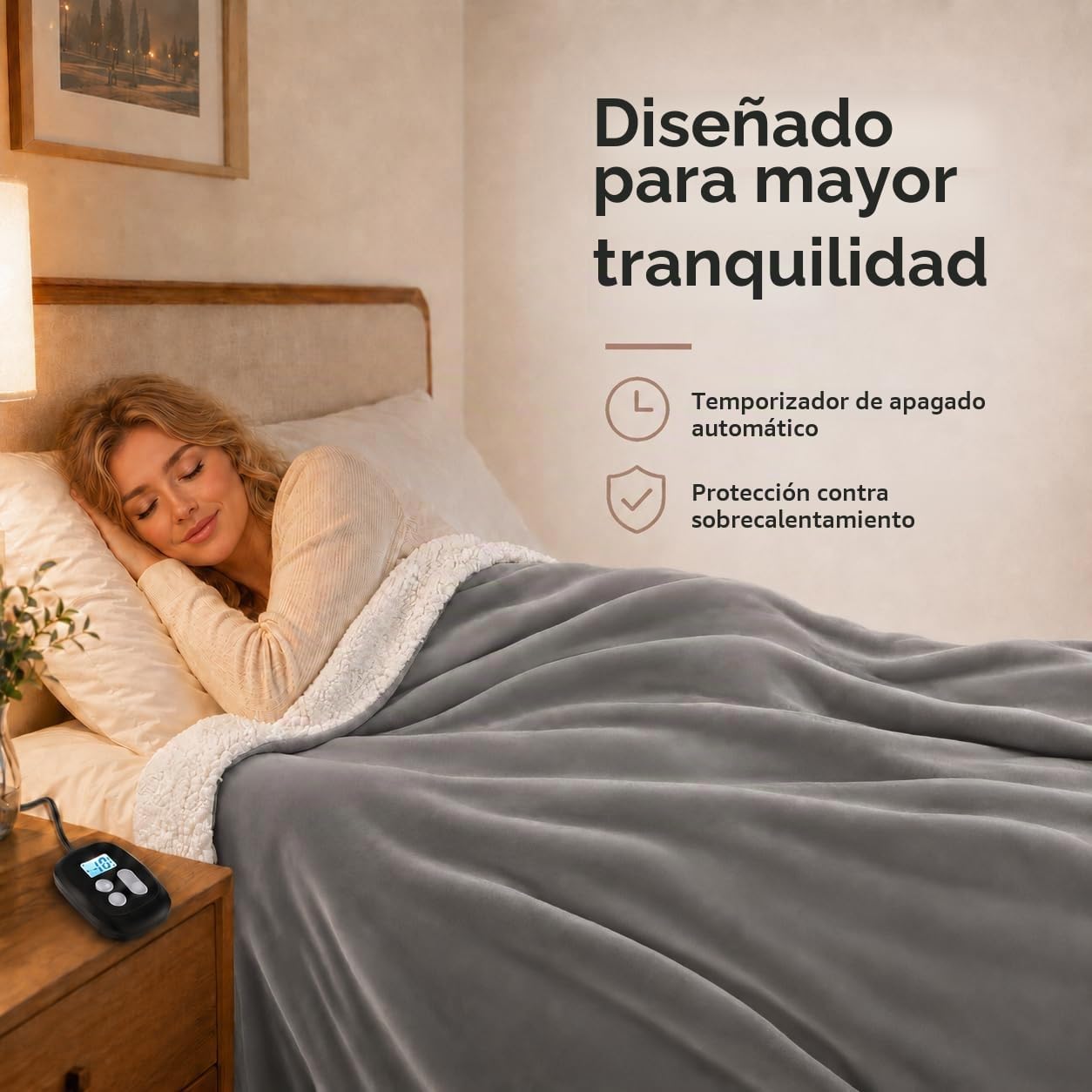 LaffyLo Manta térmica eléctrica tamaño matrimonial de 72 x 84 pulga...
