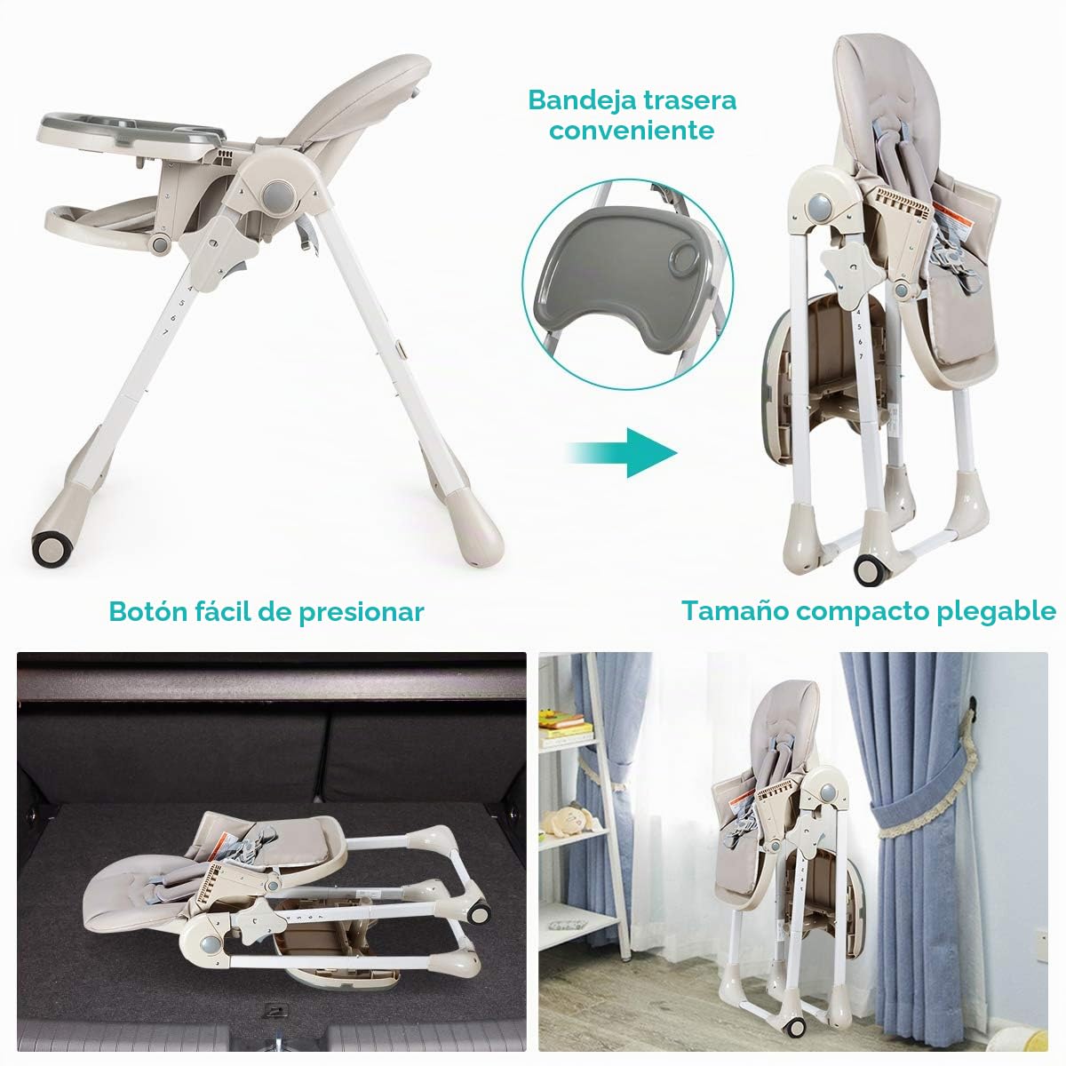 BABY JOY Silla alta convertible para bebés y niños pequeños, altura...