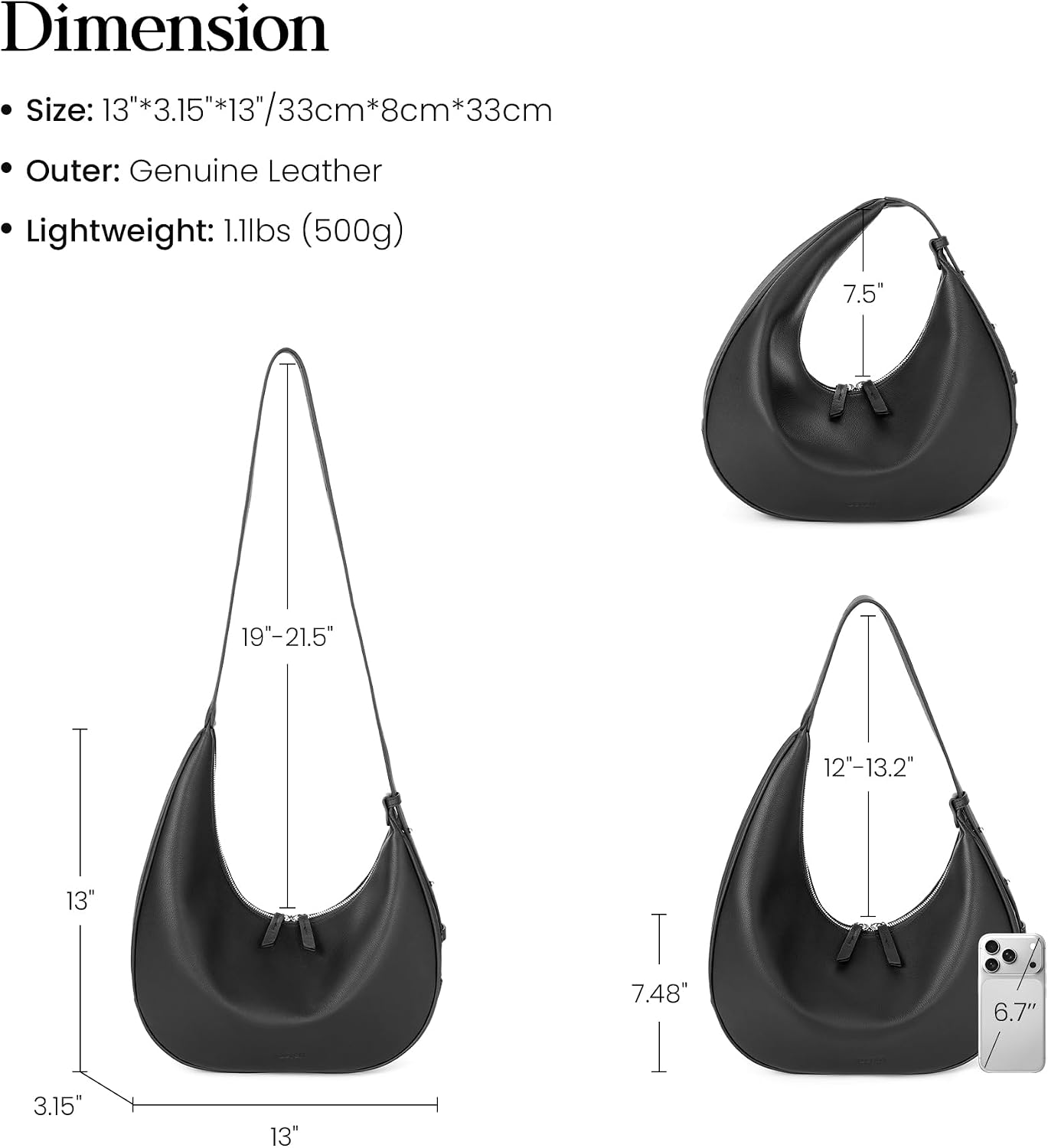 befen Bolsos estilo hobo de cuero genuino para mujer, bolsos cruzad...