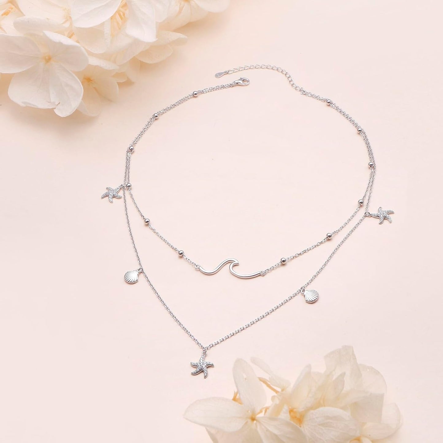 DAOSHANG Collares en Capas para Mujeres Plata de Ley S925 Gargantil...