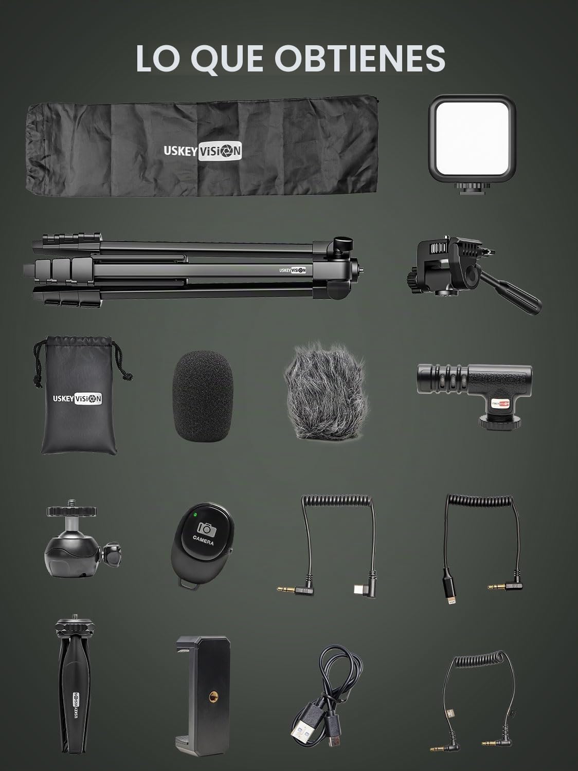 USKEYVISION Kit de inicio de vlogging para iPhone y Youtuber, equip...