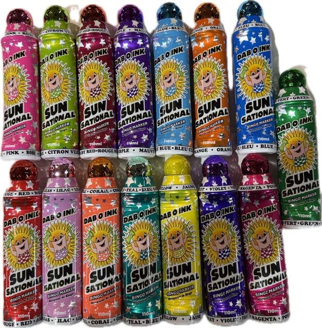 Dab-O-Ink Sunsational Bingo Dauber Juego de 24-4 oz. -15 colores me...