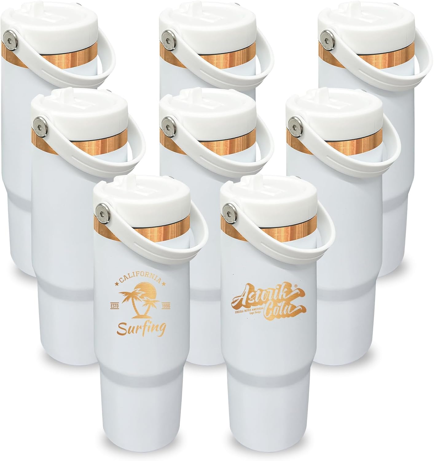 Vaso de 30 onzas con asa, vasos aislados al vacío de doble pared co...