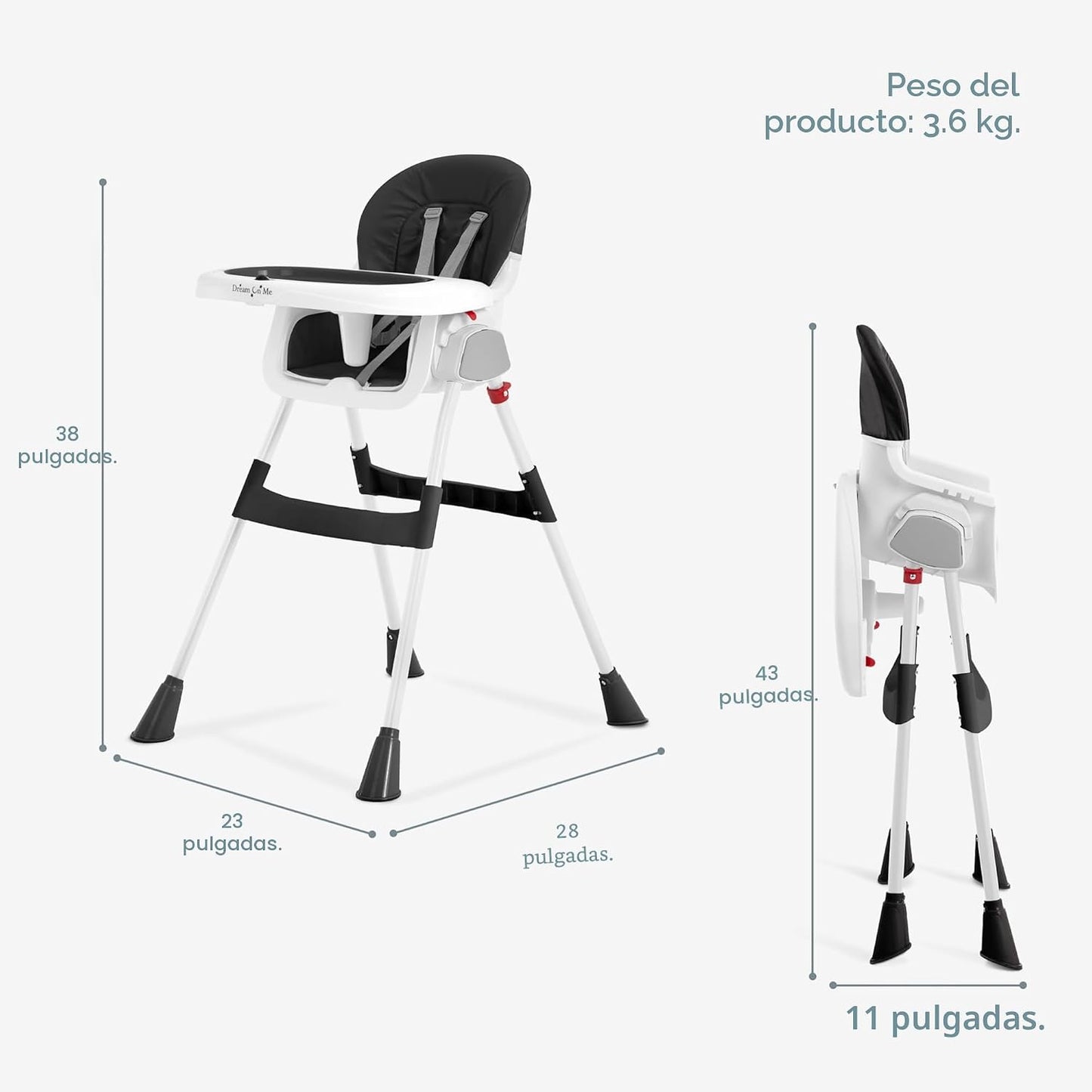 Dream On Me TableTalk - Silla alta convertible 2 en 1, arnés de 5 p...