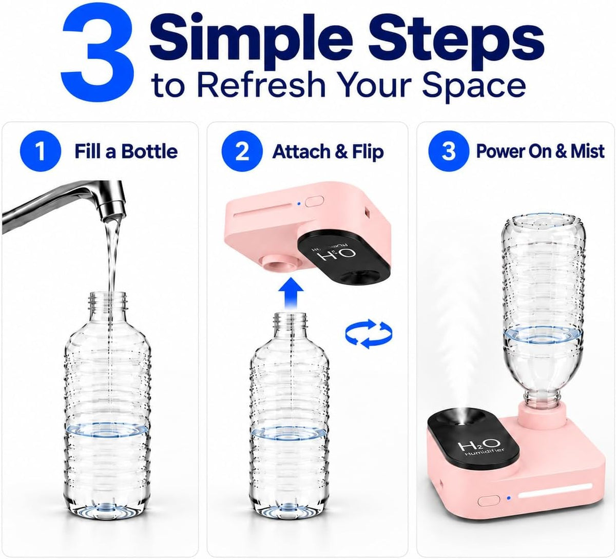 Gmuray Humidificador de viaje, mini niebla fría portátil, recargabl...