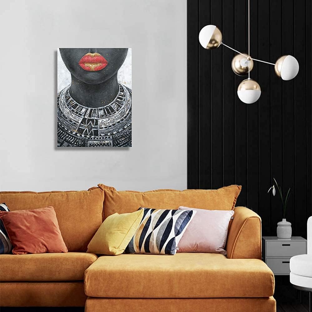 B BLINGBLING Lienzo decorativo para pared de niña negra: mujer nati...