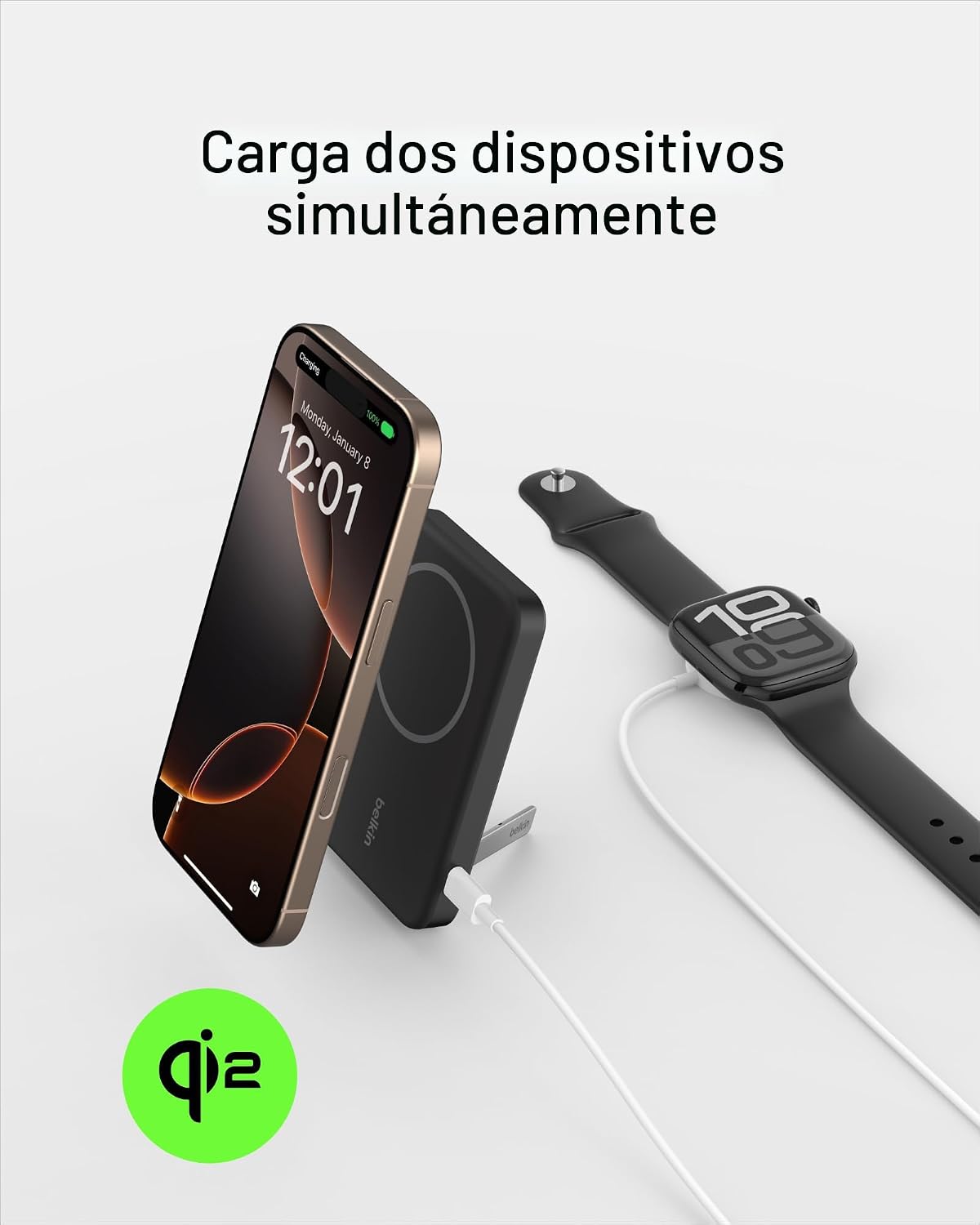Belkin Cargador portátil, banco de energía inalámbrico de 15 W 5000...