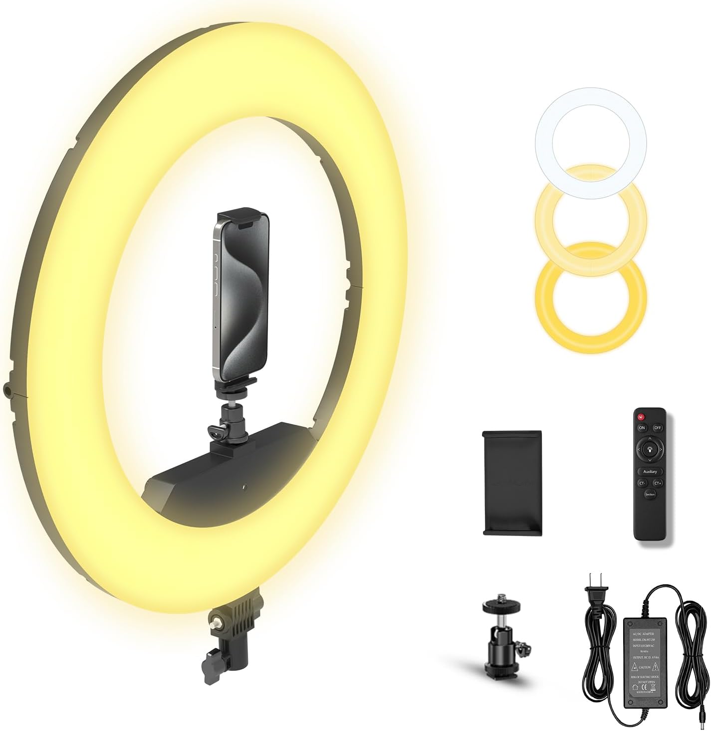 Bzyltrux Kit de luz de anillo de 18 pulgadas, 55 W sin soporte