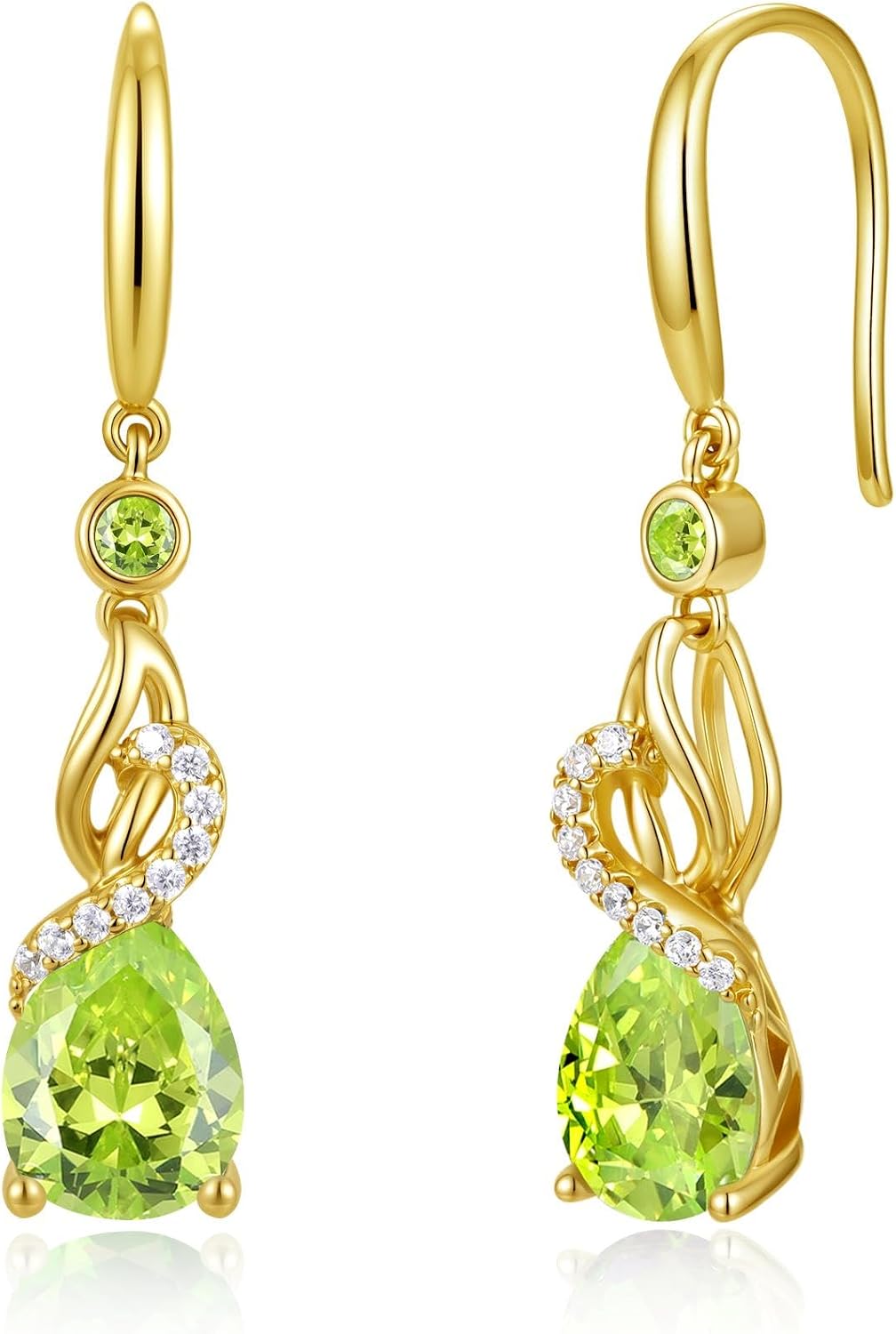 FANCIME Pendientes colgantes con piedra natal de pera para mujer de...