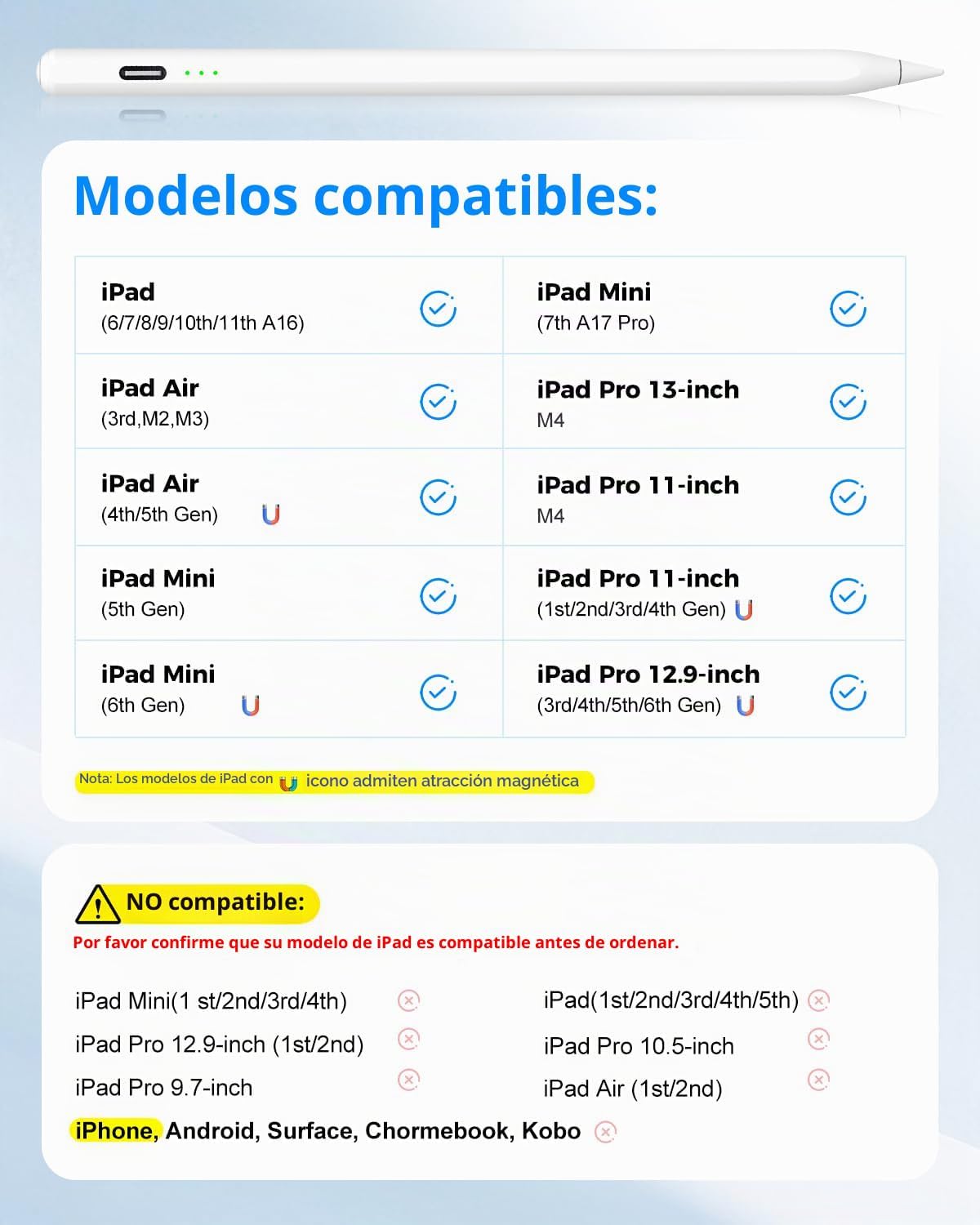 MYSTILUCK - Lápiz capacitivo para iPad 11ª y 10ª generación - Carga...