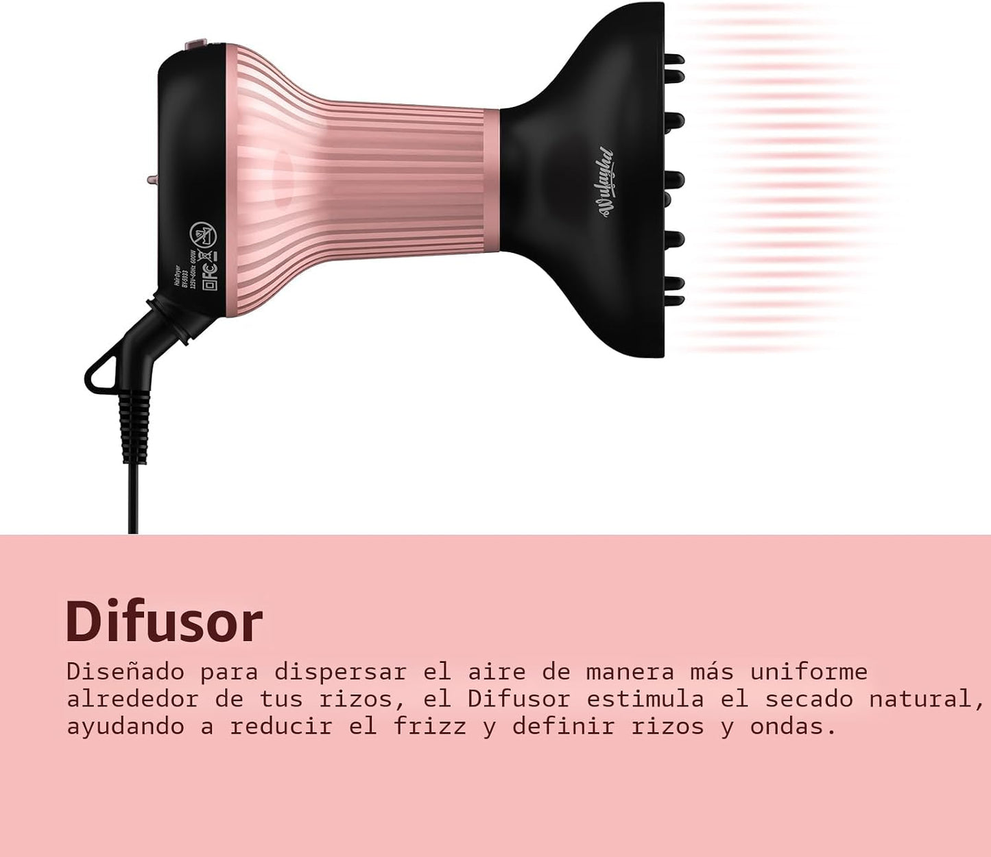 Secador de pelo difusor para cabello rizado, mejora los rizos y dif...