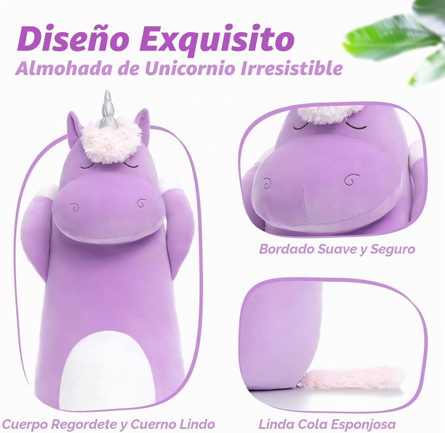MorisMos Gran Animal de Peluche de Unicornio de 3 pies, Almohada de...
