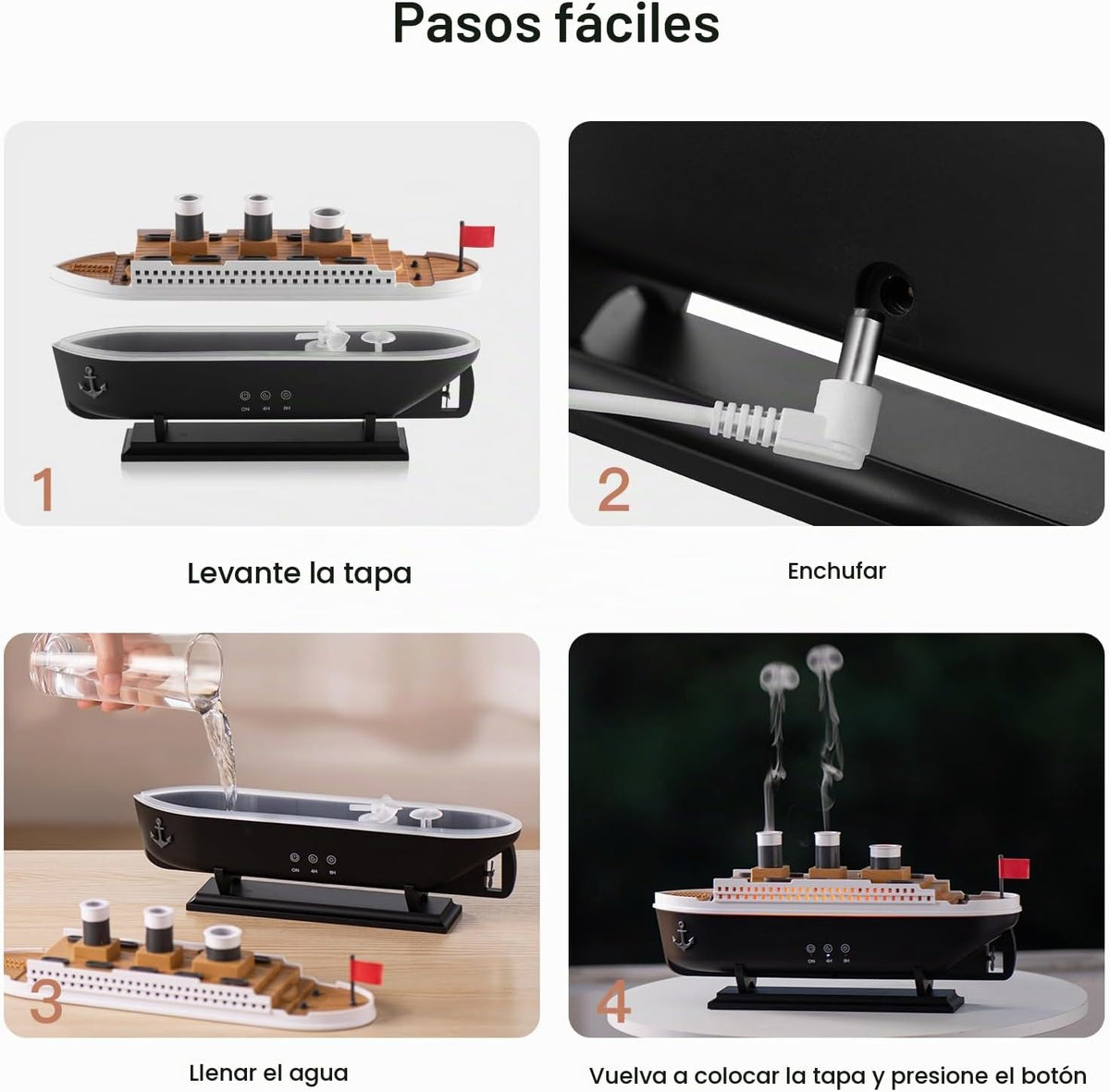 HIROGA Titanic Humidificador de 8.45 fl oz, difusor de aceite esenc...